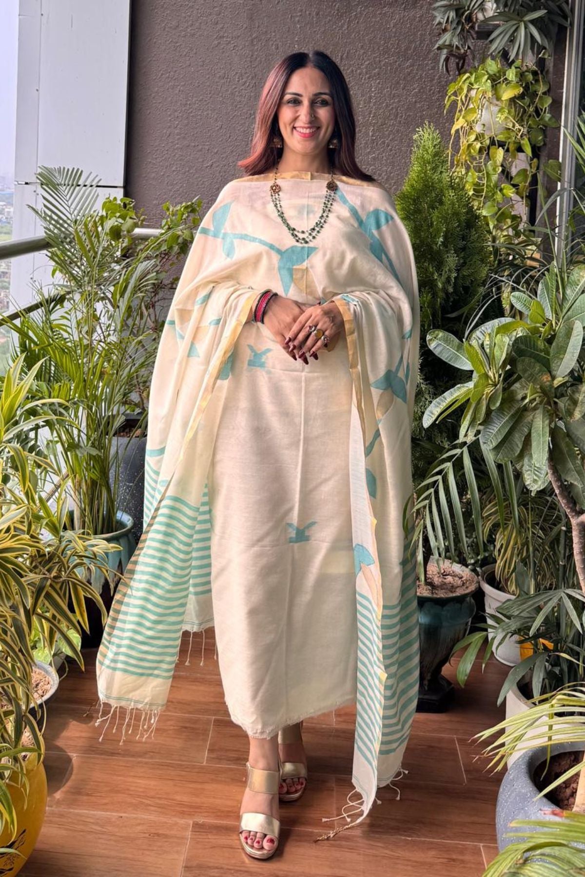 Jamdani work on pure handloom cotton
